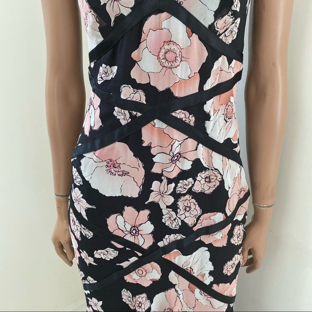 NEW Kay Unger Black pink Floral Silk Maxi Dress 4 - Picture 6 of 13